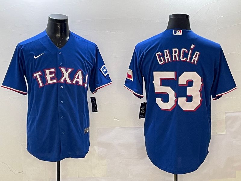 Men Texas Rangers 53 Garcia Blue Game 2025 Nike MLB Jersey style 1